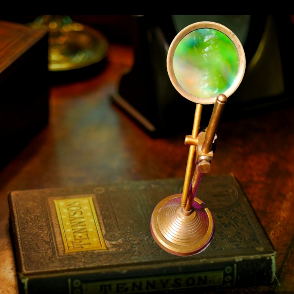 Vintage Nautical Brass Desktop Adjustable Magnifying Glass Stand